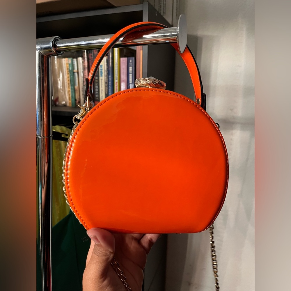 Ross - no brand name patent leather style small sized bright orange purse